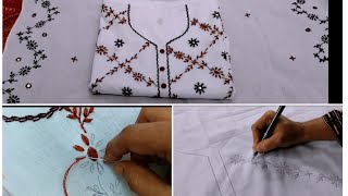 Hand Embroidery Dress Design Drawing amp Stitching  Kameez Design  Embroidery Video [upl. by Rianna244]