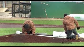 Iowa Baseball Installs Infield Turf at Duane Banks Field [upl. by Eremahs]