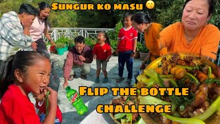 MOMMY MASU KHANA NAPAYERA SAD 😂 FLIP THE BOTTLE CHALLENGE WITH SUNGUR KO MASU 👀 EPIC VAYO 🫶 [upl. by Ymrots]