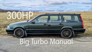 Big Turbo Volvo V70 Custom Exhaust Setup  Full Turbo Back Revs Flybys [upl. by Derrej94]