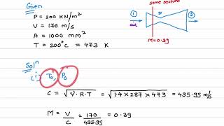 Compressible flow Numerical on convergent divergent nozzle using Gas tables [upl. by Tonl]