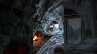 Cozy Cave Bedroom Escape Fireplace Warmth Snowfall amp Cartoons  Serene Scapes [upl. by Portie]