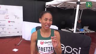 MIRANDA COETZEES INTERVIEW AT THE AFRICAN SENIOR ATHLETICS CHAMPS 2022 IN MAURITIUS [upl. by Newg]