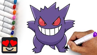 How To Draw Gengar  Pokemon [upl. by Bonneau49]