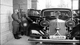 Adolf Hitler and Benito Mussolini greet each other and discuss during a meeting nHD Stock Footage [upl. by Ennayr111]