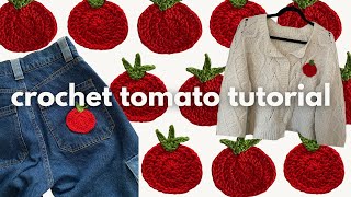 How to crochet a tomato  crochet tomato applique tutorial 🍅 [upl. by Aloap]