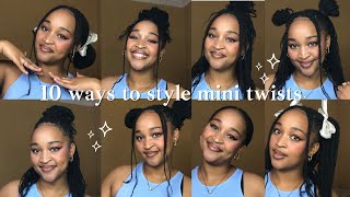 10 ways to style YOUR mini twists Detailed tutorial on mini twist hairstyles Natural 4c hair [upl. by Nahs]