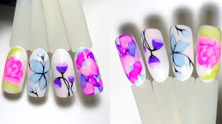 Aquarelle Nail Art  Pretty Watercolor Nails  Easy Watercolor Nail Art  DIY Aquarelle Nails [upl. by Nicolais]