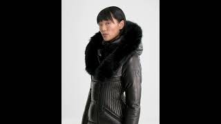 RUDSAK Shiny SHAUNA X LEATHER DOWN PUFFER Jacket WITH REMOVABLE FUR Glossy Black Women [upl. by Ennaihs443]