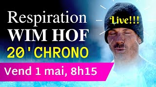 RESPIRATION WIM HOF Live  4 CYCLES Wim Hof en 20 chrono [upl. by Vachel]