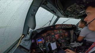 PILOTING BOEING 737800 THROUGH THE WORST WEATHER EVER  THUNDERSTORM RAIN ‼️ [upl. by Ttihw]