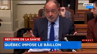 Agence Santé Québec Dubé impose le bâillon pour adopter sa réforme  explications 22h [upl. by Aelak924]