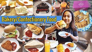 I only ate quotBAKERY FOODquot🍔🍕🌭 for 24 Hours Challenge Pastries Burgers Pizzas amp More Food Challenge [upl. by Rehpoitsirhc]