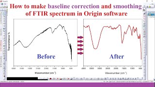 Baseline correction and smoothing of FTIR spectrum in Origin software [upl. by Gregorius132]