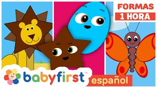 Aprende formas geométricas  Educación infantil  León  Mariposa y más  1 Hora  BabyFirst Español [upl. by Longo]