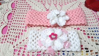 Crochet Easy Headband with Flower babies كروشيه  بندانة شعر للصغار والكبار [upl. by Fisoi879]