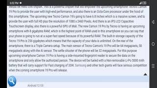 Tecno Camon 19 Pro Mobile Details [upl. by Anyrtak]