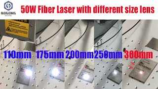 50W JPT LP laser souce testing with 100mm175mm200mm250mm300mm lens l fiber laser testing [upl. by Ayyidas596]