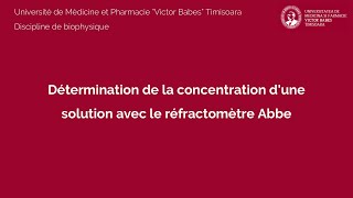 Détermination de la concentration dune solution avec le réfractomètre Abbe [upl. by Hauger]