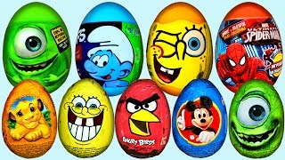 33 Surprise Eggs Kinder Surprise Spongebob Mickey Mouse Disney Pixar Cars Eggs [upl. by Brigid]