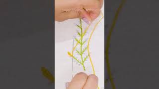 Knotted lazy daisy leaf StitchHand Embroidered leaves video tutorial step by stepBeginners shorts [upl. by Leach]