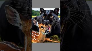 Black panther attack on a baby deer fawn🦌deer fawn babydeer blackpanther lion weakanimals [upl. by Oemac693]