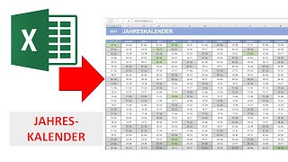 Jahreskalender 2021 I Excel Vorlage I Excelpedia [upl. by Linetta5]