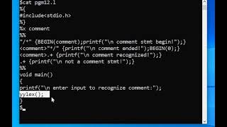 Lex Programming Tutorial  How to lex program to recognize comment statement using start state [upl. by Eniar379]