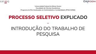 Processo Seletivo Explicado 05 Introdução do Trabalho de Pesquisa [upl. by Noid]