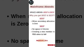 Mainframe  System Abend  SD37 amp SE37 mainframes shorts youtube tutorial shorts abends space [upl. by Llewop108]