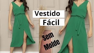 Vestido para Iniciantes Super Fácil Corte e Costura sem moldes [upl. by Nanek]