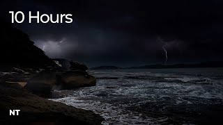 Lightning Ocean Thunderstorm  Stormy Weather Ocean Waves Rolling Thunder amp Rain Sounds for Sleep [upl. by Andrus475]