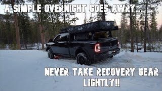 Overlanding  Stuck Between Down Trees and Snow  Camping in the Road [upl. by Bone553]