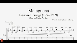 Francisco Tarrega  Malaguena  Guitar Tutorial  TAB [upl. by Yraek722]