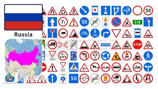 TrafficRoad Signs in Russia Moscow Saint Petersburg Novosibirsk Yekaterinburg Kazan  English [upl. by Fanchie]