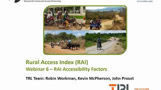 ReCAP Rural Access Index Webinar  Part 6 RAI Accessibility Factors [upl. by Adlihtam955]