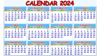 Calendar 2024 with Holidays  Kalendar 2024  Hindu festival with holidays 2024  Calendar 2024 [upl. by Nahtaoj]