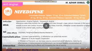 Nifedipine Indications Mechanism of Action Contraindications Side effects [upl. by Tiffanle]