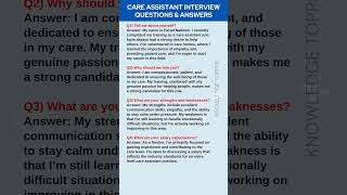 Care Assistant Interview Questions and Interview [upl. by Branen]