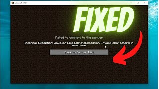 internal exeption java lang illegal exeption invalid character in username fixed t launcher 1191 [upl. by Lledroc]