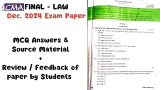 CMA FINAL LAW  DEC 2024 EXAM PAPER REVIEW amp MCQ ANSWERS  SOURCE MATERIAL  CMA FINAL LAW REVIEW [upl. by Bronny]