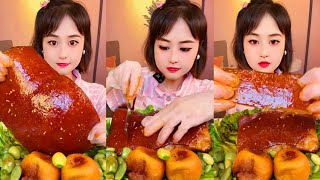 Spicy Braised pork and Chili sauce Mukbang  Eat Spicy  Fatty pork  blood sausage  braised pork [upl. by Munster]