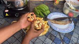 ACKEE The most poisonous fruit cooked so delicious with Red herring [upl. by Jereme]