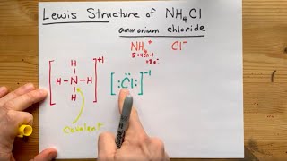 Lewis Structure of NH4Cl ammonium chloride ionic [upl. by Acinnod]