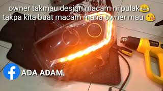 Perodua  Axia  Advance  Custom  Headlamp  Install Led signal Arrow  DIY [upl. by Waterer]