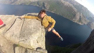 Free Hanging from Preikestolen norway Pulpit Rock Norway GOPRO [upl. by Olegnaed]