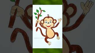 How to Draw and Color a Monkey for Kids  Monkey Drawing and Coloring Easy for Kids  shorts art [upl. by Betthezul]