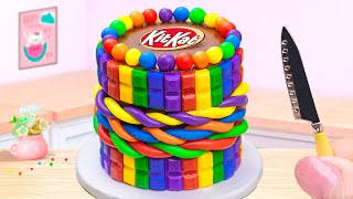 Miniature Rainbow Kitkat Cake With Chocolate Satisfying Mini Rainbow KitKat Cake Dessert Video [upl. by Nahamas]