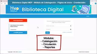 1Biblioteca Digital MEP Catalogación página de inicio [upl. by Aelahc]