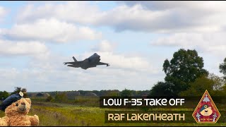 THIS HAS TO BE OUR LOWEST LOW F35 TAKE OFF UNRESTRICTED CLIMB TREE SKIMMING • USAF RAF LAKENHEATH [upl. by Melessa]